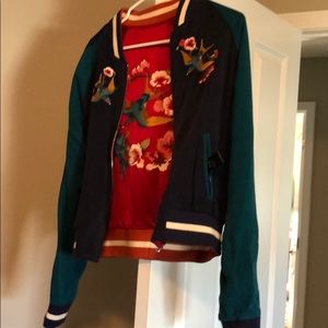 Elizabeth James Silk bomber jacket
